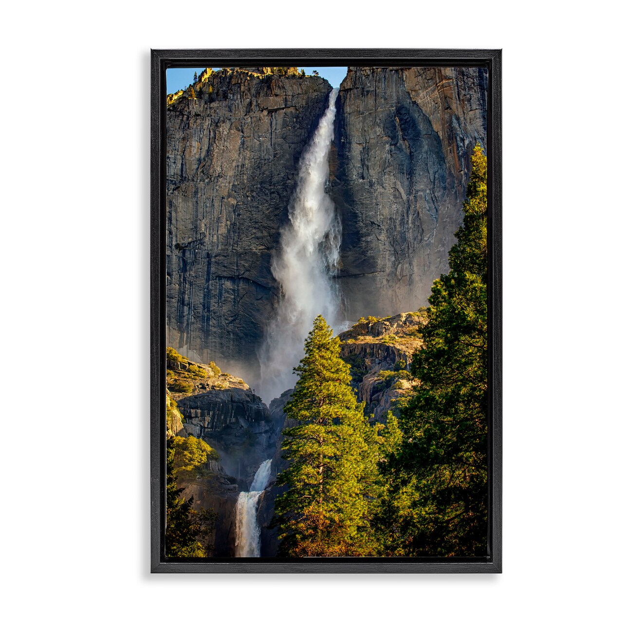 Stupell Industries Waterfall Between Cliffs Framed Floater Canvas Wall Art Design by Rick Berk